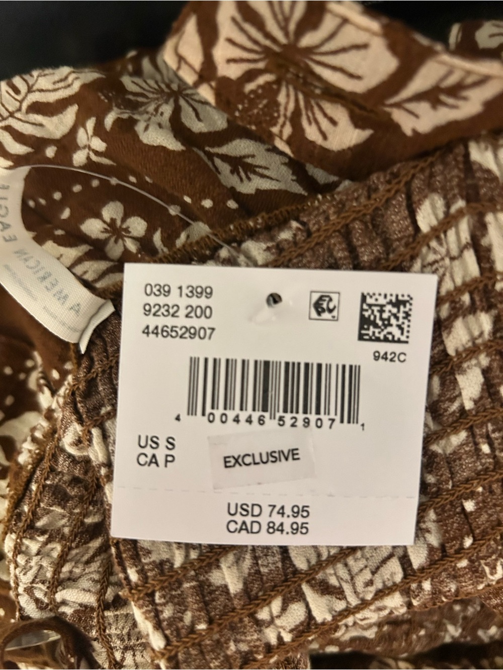 American Eagle Outfitters Brown Floral Square-Neck Wide-Leg Jumpsuit - Picture 6 of 7